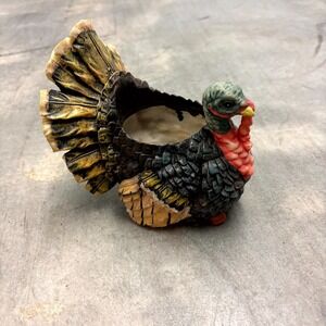 Vintage Thanksgiving Turkey Planter Bowl Candy Dish Fall Harvest Decor Resin